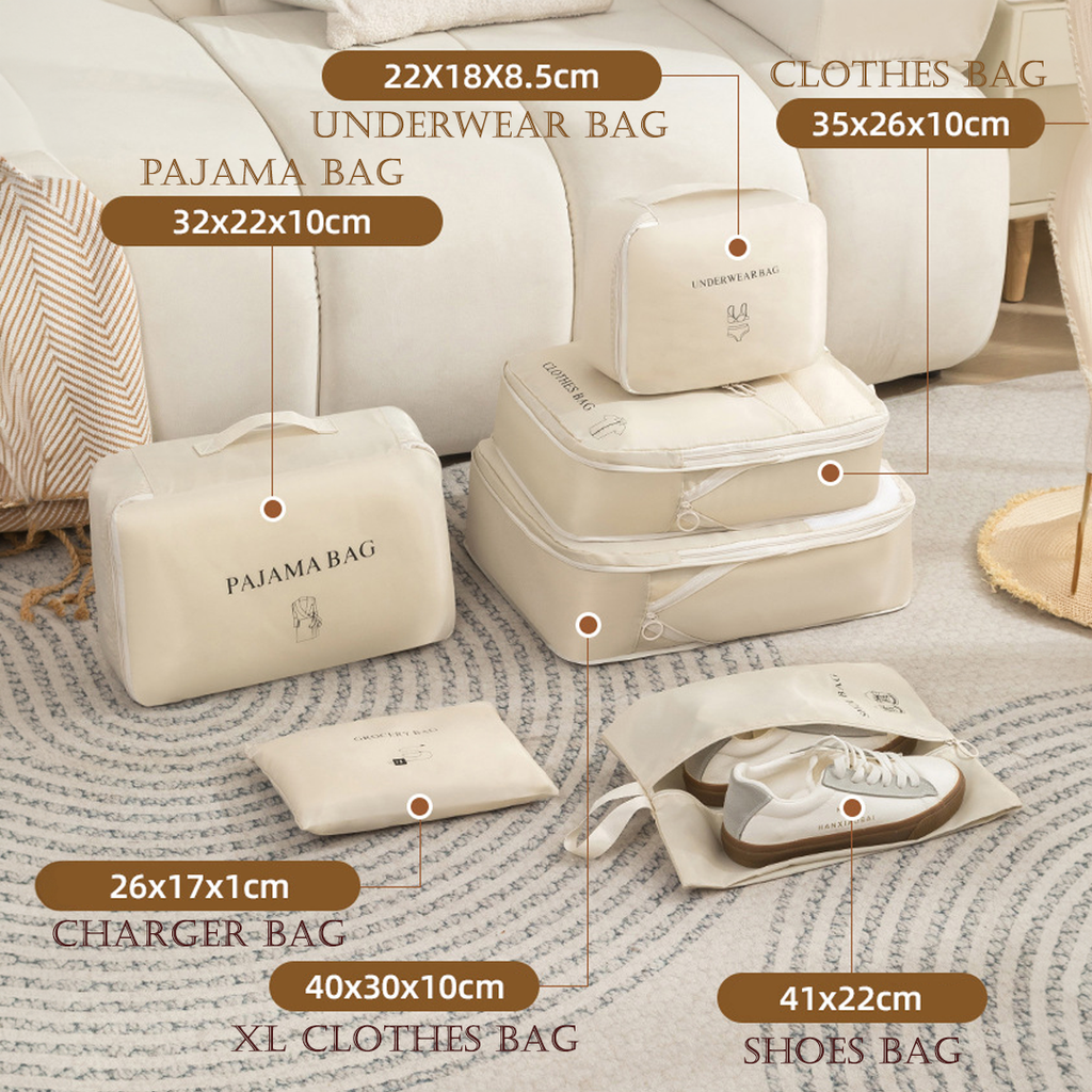 Aesthetic Waterproof Travel Packing Set (6 PCS)